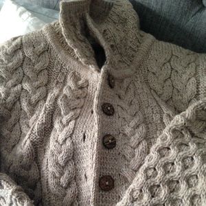Irish Wool Khaki Cartigan